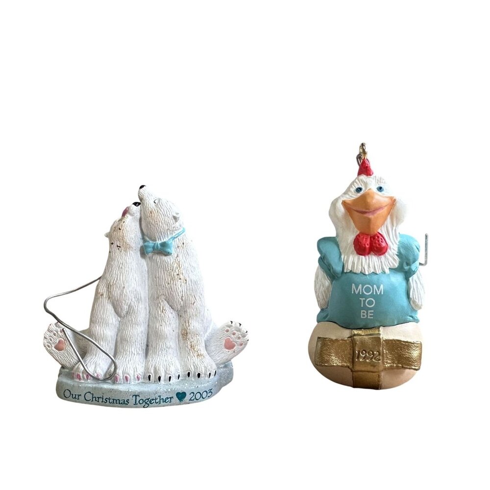 Vtg Christmas Ornaments Our Christmas Together 2003 & Mom-to-Be 1992 VGC